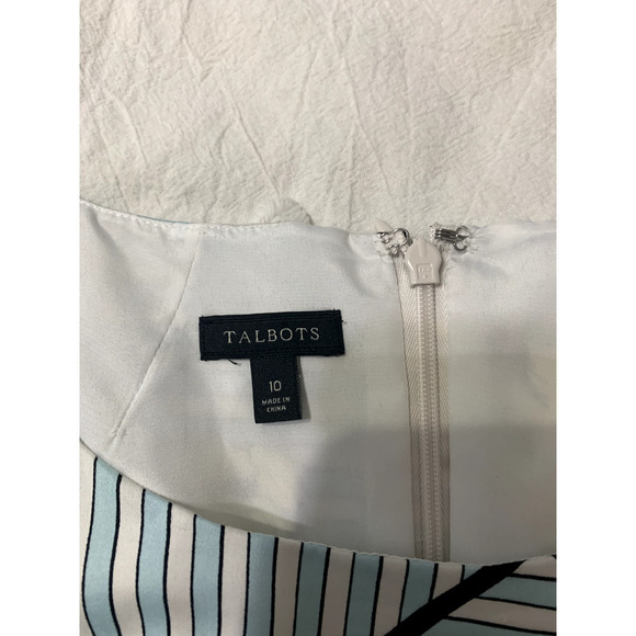 Talbots Dress Size 10 Blue White Yellow Rose Fit N Flare Sleeveless Lined Easter - Picture 7 of 8